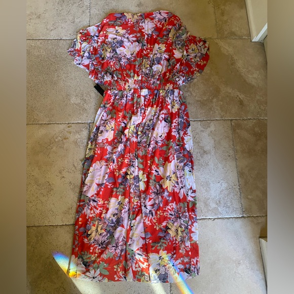 NWT Maggy London Red Floral Ruffle Bohemian Travel Tropical Hawaiian Dress 10 - Picture 7 of 8